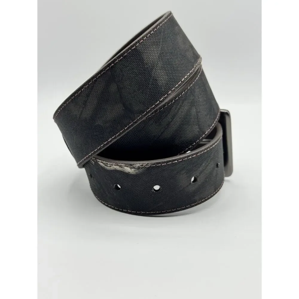 Men’s Mossy Oak Medium 34-36 Green Black Leather Camo Canvas Belt